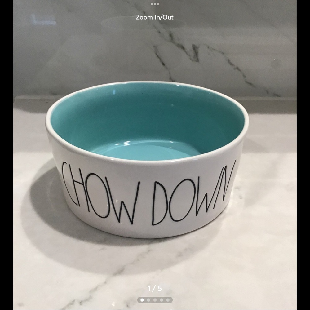 Chow Down Pet Bowl in White and Teal
